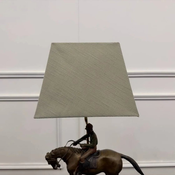 Classic English Bronze Horseman Table Lamp (photo 4 of 10)