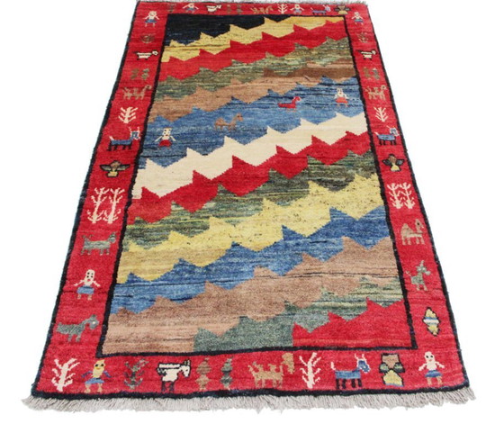 Image 1 of Original Persian carpet Gabbeh Ghashghai Oriental carpet 198 cm x 113 cm Old Natural