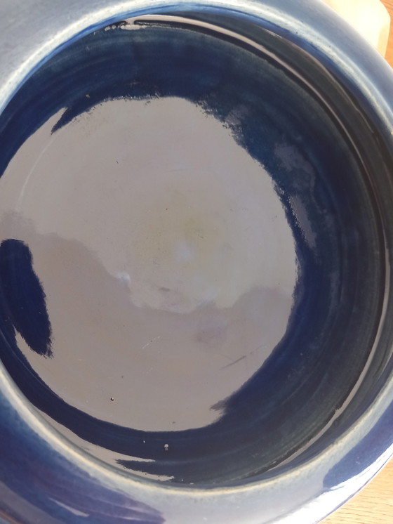 Image 1 of Rare ARC NIEUPORT Collector's Bowl – Cobalt Blue Glazed Stoneware – Vintage 1950 – 19 cm