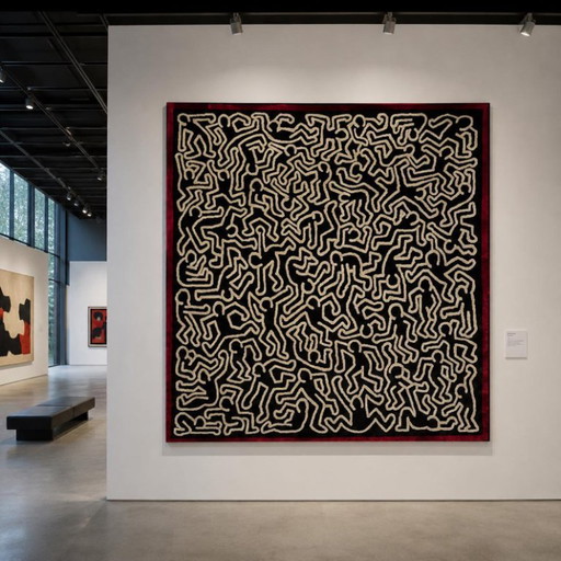 Keith Haring Untitled Rug – Beperkte oplage, handgeweven wollen kunstwerk (210 x 200 cm) (photo 2 of 8)