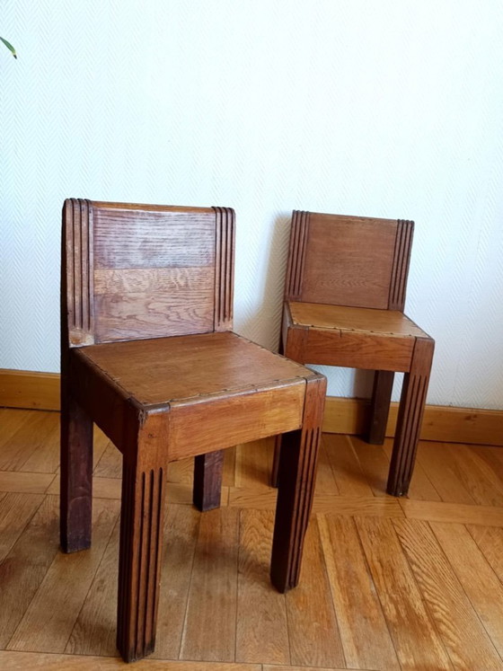 Image 1 of 2x art deco wooden children's chairs
