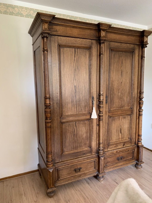 Antique oak dutch craftsman cabinet brown handmade