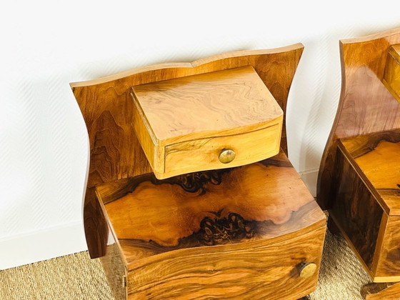 Image 1 of Pair of Art Deco bedside tables in walnut, 1940