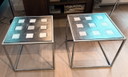 Set di 3 tavolini da caffè unici, design industriale dell'artista