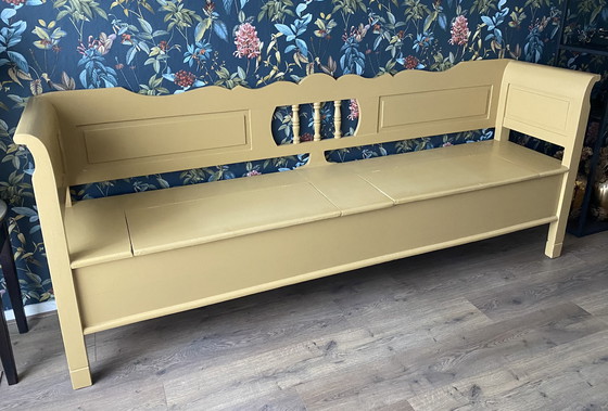 Image 1 of Schwedische Flip-Pop-Bank Ockergelb