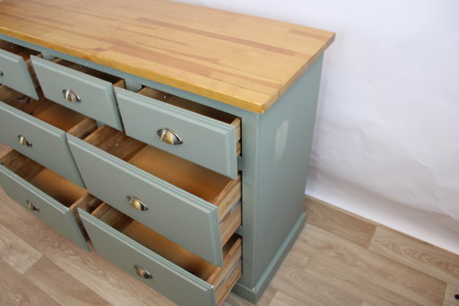 SOLID PINE CHEST OF DRAWERS SAGE GREEN 1980 FRANCE