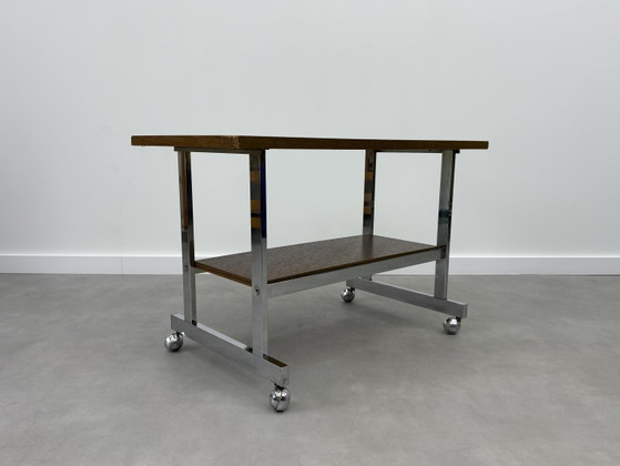 Vintage Trolley / Side Table 60s/70s – Bar carts, Chrome, Wood (photo 6 of 10)