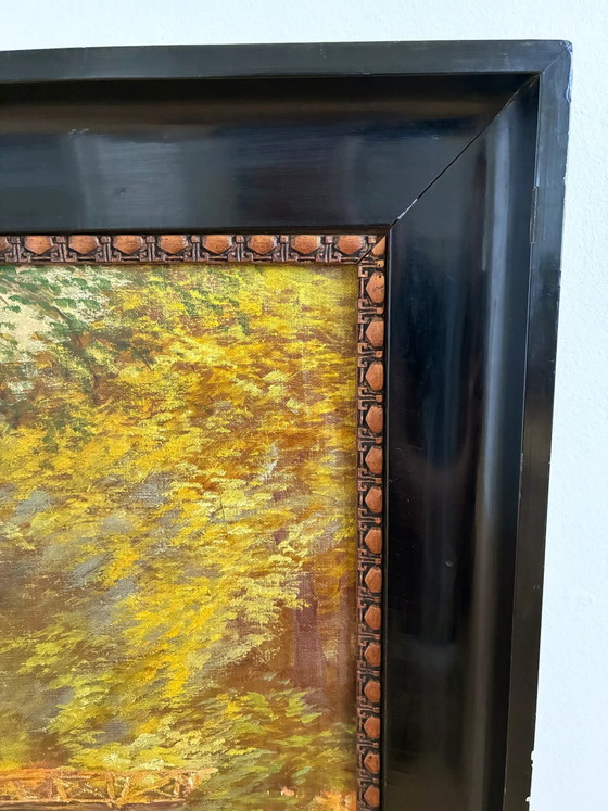 Image 1 of Vintage original oil painting forest landscape
