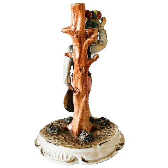 Image 1 of Vintage mid-century Italian Bassano sculpture of a young man with fruit, 1950s, signed