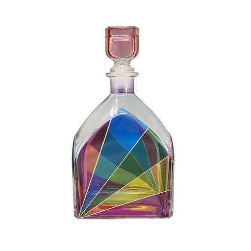 1970s Stunning Decanter or Decorative Bottle by Luigi Bormioli. Made in Italy