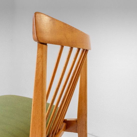 1x Vier Mid-Century Modern Italiaanse Houten Eetkamerstoelen in de Stijl van Ico Parisi – Skai (photo 11 of 14)