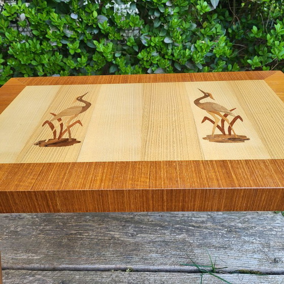 Image 1 of Vintage bijzettafel met vogelmotief, jaren 60-70
