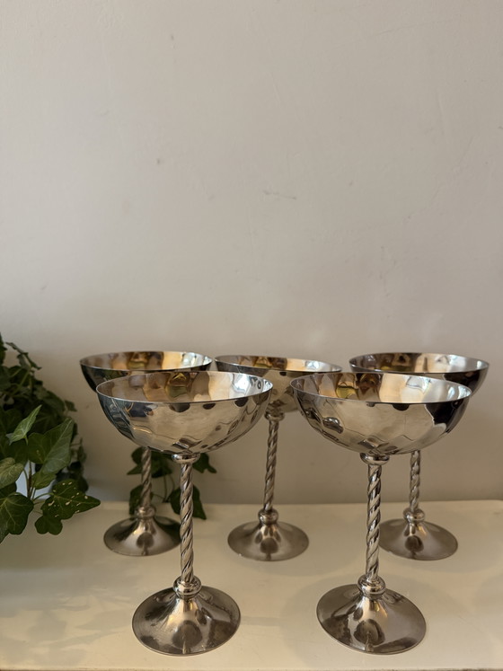 Juego de 5 copas plateadas – Loza, Silver, Metal (photo 3 of 6)