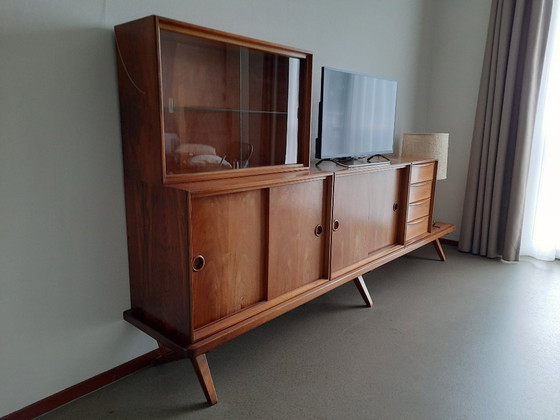 Image 1 of Vintage 1950s sideboard with glass top cabinet