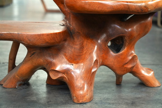 Image 1 of Fioriera e piedistallo rustici moderni Adirondack – Arte in legno organico con 3 ripiani