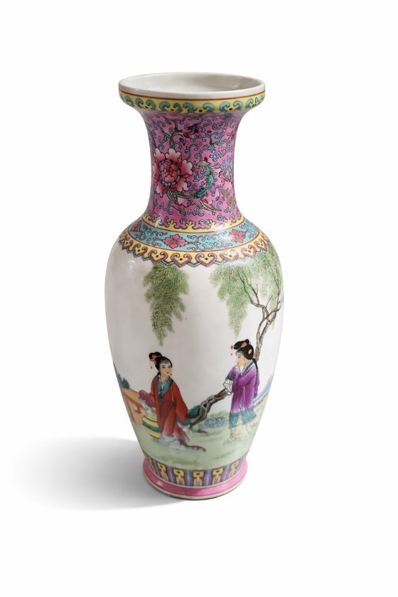 Image 1 of Famille Rose style Chinese porcelain vase, 1970s