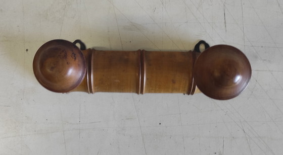 Image 1 of Solid wood wall-mounted coat rack - 1950s/60s