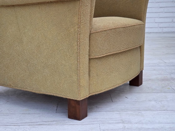 Image 1 of Dänischer Relaxsessel aus den 1960er Jahren, originaler hellgrüner Möbelwollbezug.