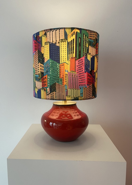 Draadloze vaaslamp - Bückeburg keramiek - bolvormige lamp | 36 cm – Jasba - West Germany, Tafellampen, Brass (photo 3 of 15)