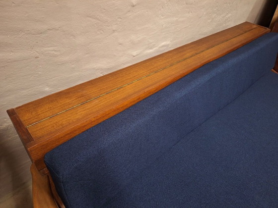 Image 1 of Deense teakhouten slaapbank met opbergvak in de rugleuning, jaren 60