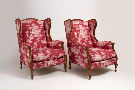 Image 1 of Paire de fauteuils style Louis XV -wingback 