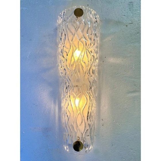 Image 1 of Apliques de pared monumentales de cristal de Murano transparente procedentes de Italia – Juego de dos