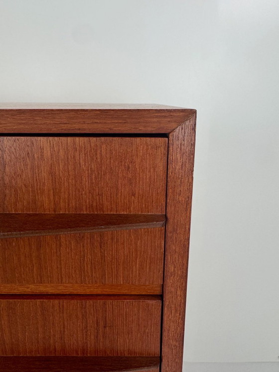 Cómoda de teca de G.J. Møbler, Dinamarca, c. 1960s, Madera, Metal, Marrón, Mid Century Modern (foto 6 de 11)