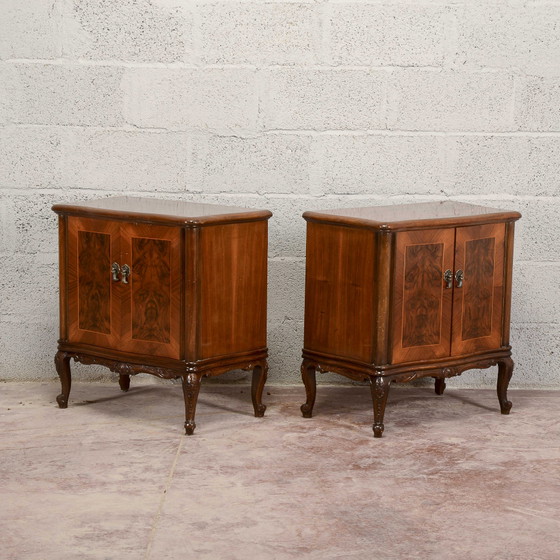 Pair of mid-century walnut veneered nightstands – Wood, Barok (photo 5 of 10)