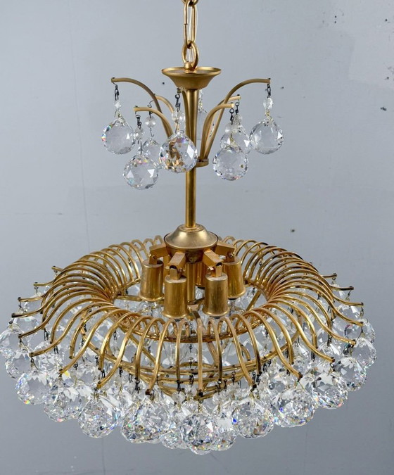 Image 1 of Lámpara de techo/araña con pantallas de cristal de Ernst Palme, Hollywood Regency, Alemania, década de 1960