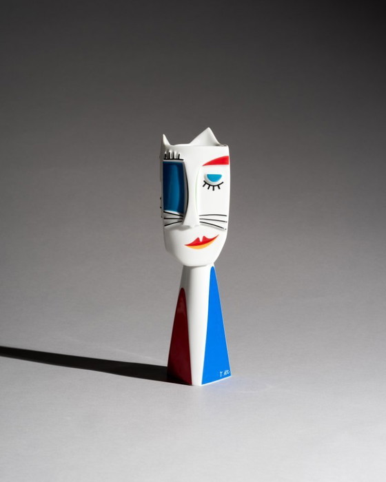 Image 1 of Zeldzame porseleinen kandelaar van Otmar Alt Rosenthal, "Cat-Light", Duitsland, jaren 80-90.