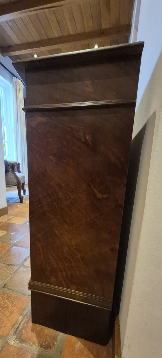 Image 1 of Strak antiek Hollands roldeur tambour cabinet, bow front kast