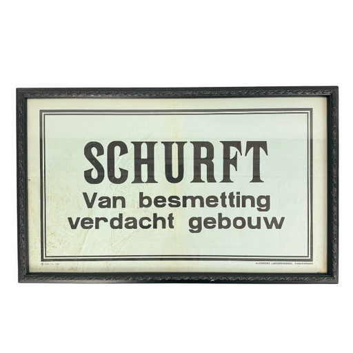 Vintage framed poster 'SCABIES Contamination suspected building' WW2