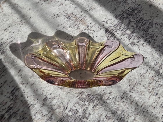 Image 1 of Vintage Mid-Century Glass Bowl – Handmade – Bohemia / Murano, 1950s