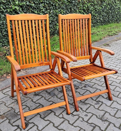 2 Sunyard Veronica teak folding reclining chairs