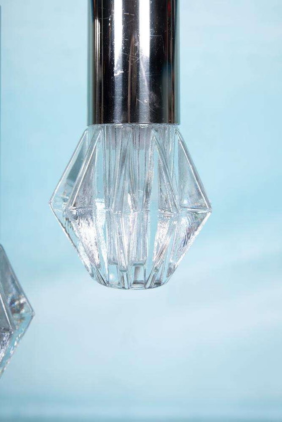 Image 1 of Space age glass pendant lights, 70s minimalist glass pendants