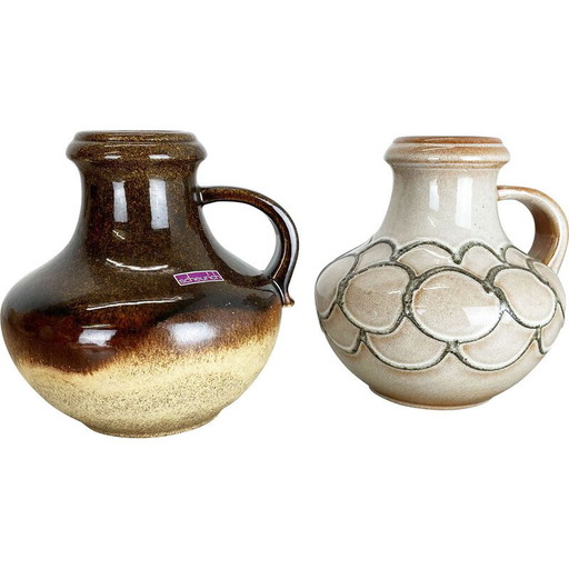 Paire de vases en poterie "Multi-Color" de Scheurich, Allemagne, années 1970