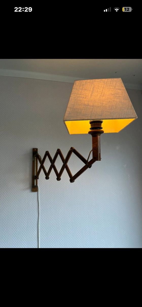 Image 1 of 5 lampade a forbice in stile danese in legno di teak