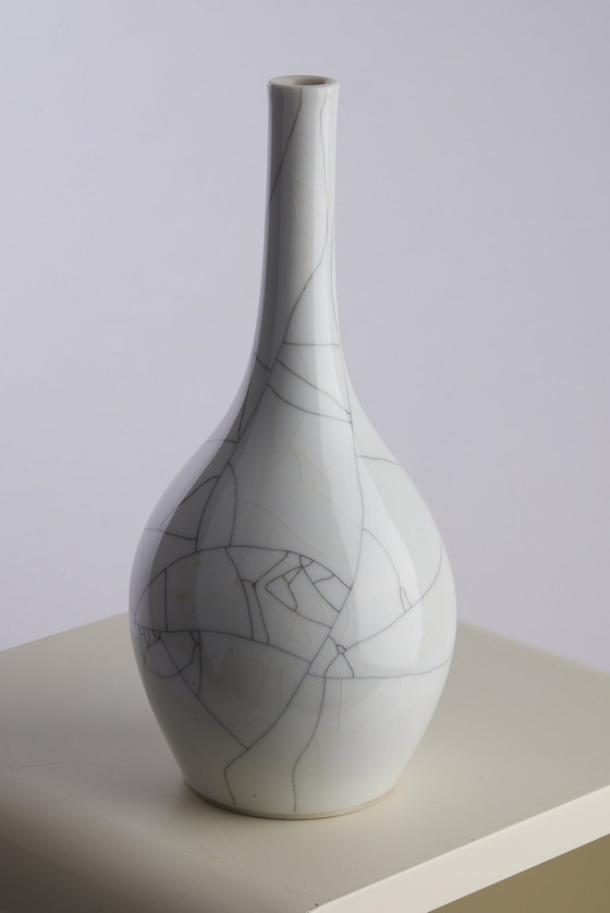 Image 1 of Kpm Berlin Vase bouteille, Rare émail craquelé