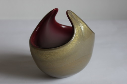 Murano Glass Gold Flecked Bowl, 1950S
