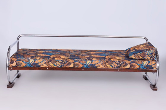 Sofá Bauhaus restaurado, de Robert Slezak, madera de haya, República Checa, década de 1930. – Metal, Textile (photo 8 of 23)