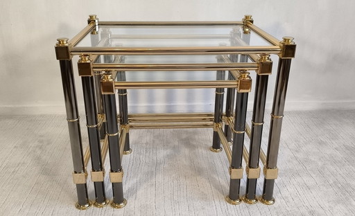 Roche Bobois – Set of three gold nesting tables, 1980s
