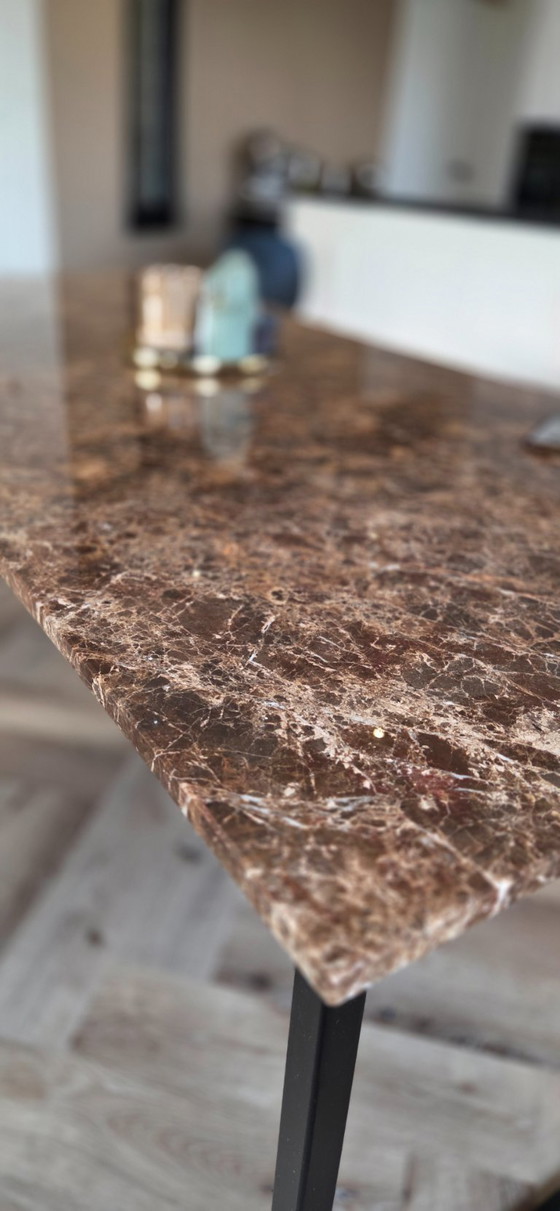 Image 1 of Marble dining table – Aimé Té (Dark Emperador brown).