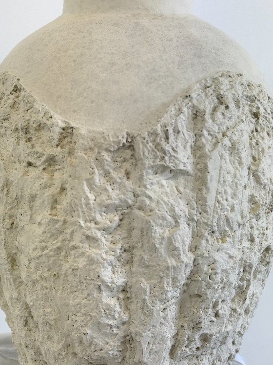 Image 1 of Large vintage earthenware vase with a travertine look