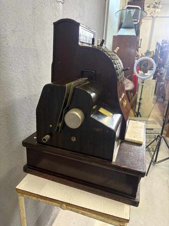 Image 1 of Mechanical Cash Register, Vintage Wooden Anker, 1920s, European