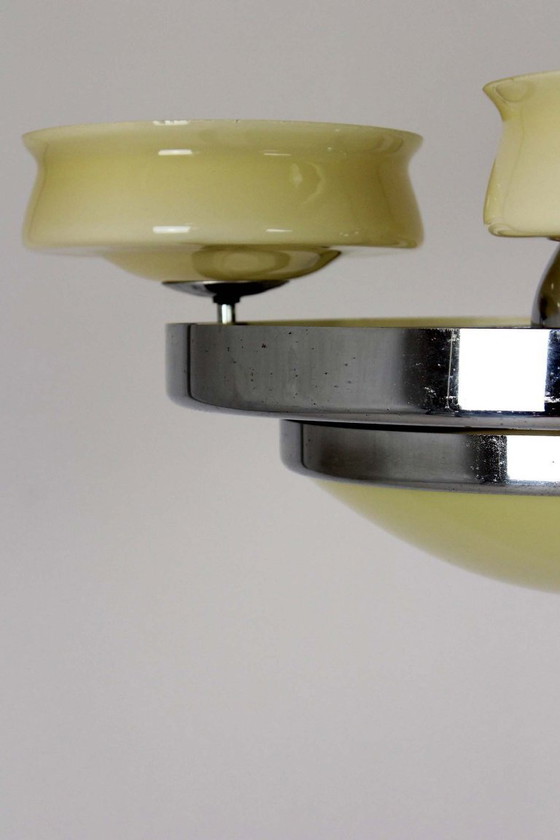 Image 1 of Bauhaus Chrome Chandelier from Zukov, 1940s