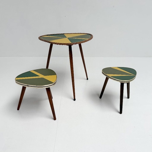 Set van 3 gerestaureerde plantentafels uit Frankrijk, 1960's – Metal, Wood (photo 2 of 9)