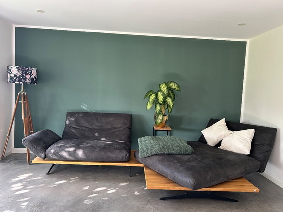 Superstylishe Polstergarnitur, Eiche, Stahlkufen, flexibel – Ecksofas, Stoff (photo 5 of 5)