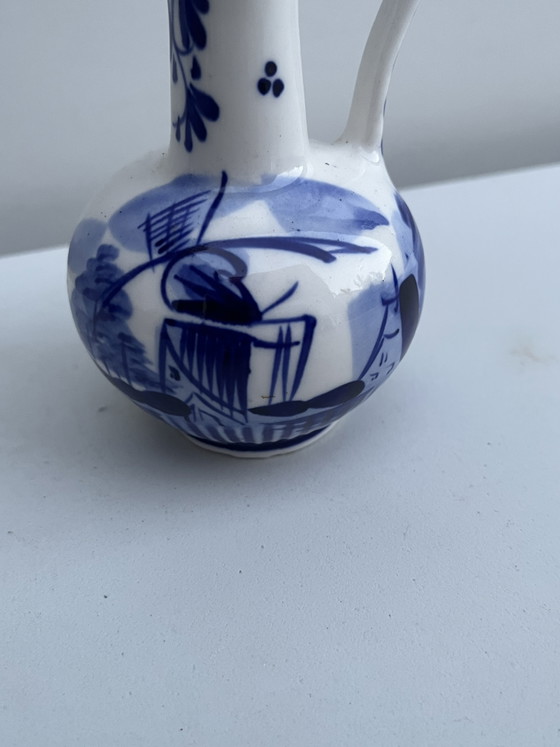 Image 1 of Delft Blue * “Hand Painted Delft” Small Vase 13cm High 9cm Wide +-8cm Diameter