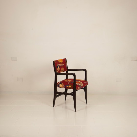 Gio Ponti Stuhl Mod. 110 mit Fornasetti Originalstoff für Cassina 1953 – Esszimmerstühle, Wood (photo 15 of 28)