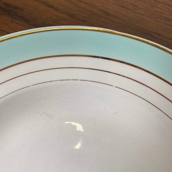 Image 1 of Set di 6 piatti fondi modello "Régence" Lunéville, verde acqua, fine XIX secolo